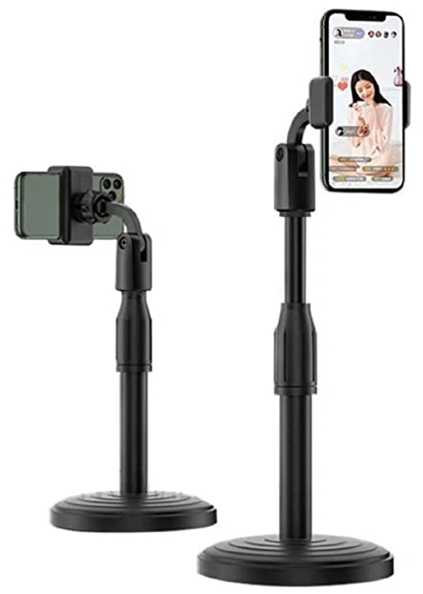 Cell Phone Stand/Desktop Mobile Stand. Table Phone Holder for iPhone and All Smartphones, Mic Stand for Most Microphones.Height Adjustable with 360-degree Rotational Phone Holder