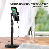 Cell Phone Stand/Desktop Mobile Stand. Table Phone Holder for iPhone and All Smartphones, Mic Stand for Most Microphones.Height Adjustable with 360-degree Rotational Phone Holder