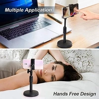 Cell Phone Stand/Desktop Mobile Stand. Table Phone Holder for iPhone and All Smartphones, Mic Stand for Most Microphones.Height Adjustable with 360-degree Rotational Phone Holder