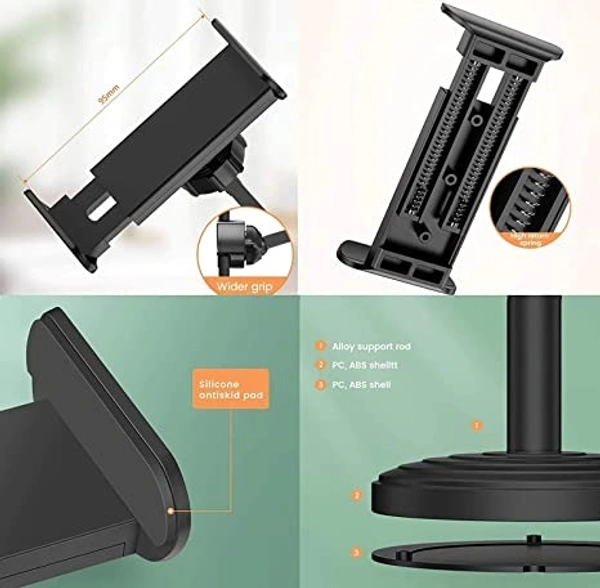 Cell Phone Stand/Desktop Mobile Stand. Table Phone Holder for iPhone and All Smartphones, Mic Stand for Most Microphones.Height Adjustable with 360-degree Rotational Phone Holder