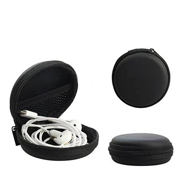 Earphone case Earphone Pouch | Earphones case | Headphone Pouch |Eearphone Cover, Carrying Case for Earphones, Headset, Pen Drives, SD Cards, All Mobile Accessories (Black)