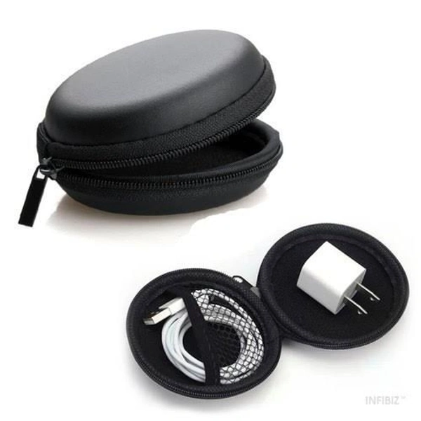 Earphone case Earphone Pouch | Earphones case | Headphone Pouch |Eearphone Cover, Carrying Case for Earphones, Headset, Pen Drives, SD Cards, All Mobile Accessories (Black)
