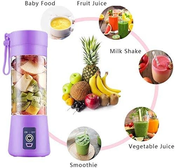 Electric Rechargeable USB Juicer/Blender Machine with 4 Blades 380ml