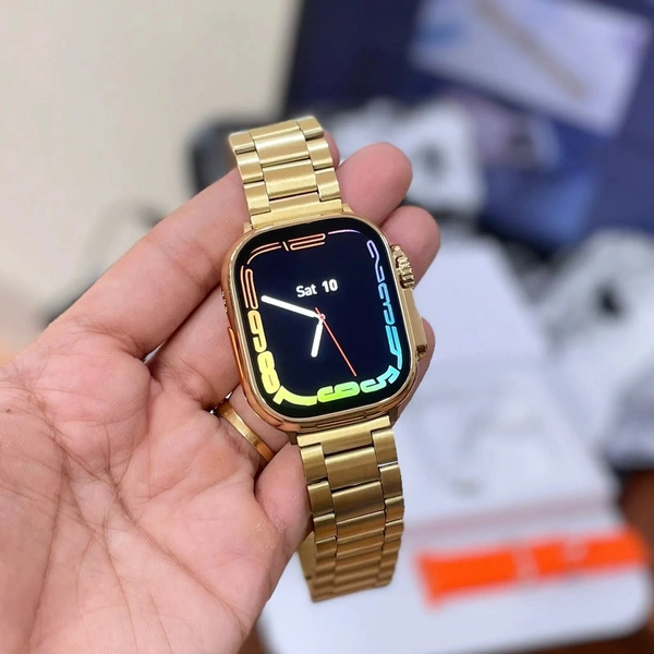 series 8 ultra golden Smartwatch(49MM) || metal screw/strap lock||Bluetooth Calling||Compatible With IOS And Android||(With Logo)
