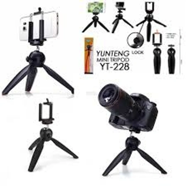 XH-228 Mini Tripod with Universal Mobile Attachment Uses for Vlogging, Video Shooting, Photography YouTube etc Compatible with All Mobile Phones, Action & DSLR Camera's