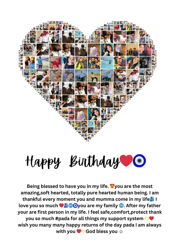 Moon Shape Birthday Frame| Love | Birthday| Anniversary PDF - 8*12, Black, 0.5
