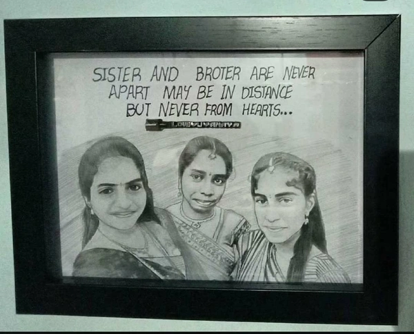 Family Sketch With Caption | Love | Birthday| Anniversary| Sister| Sketch Frame