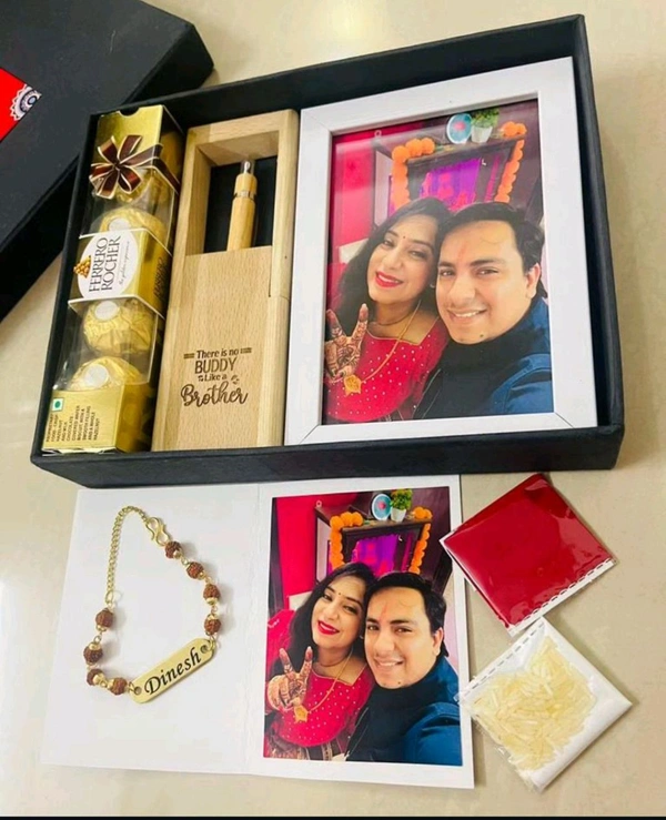 Rakhi Bandhan Combo | Chocolate : Pen : Rakhi : Frame | Rakhi Frame| Brother & Sister Frame