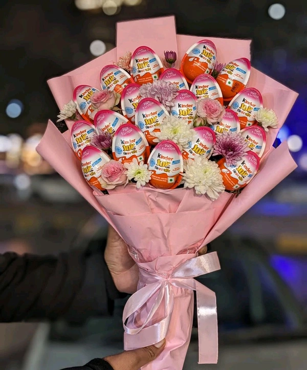 Kinder Joy Love Bouquet With Flower| Gift For Partner| Gifts For Marriage| Gift For Every Occasion 