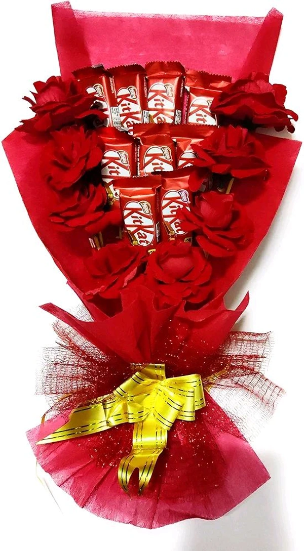 Kitkat Love Bouquet With Real Flower| Gift For Partner| Gifts For Marriage| Gift For Every Occasion 