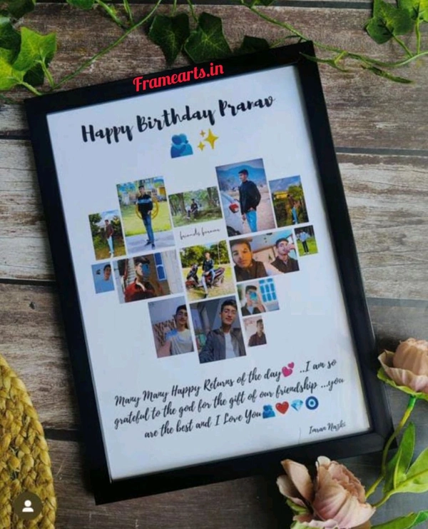 Heart Shape Photo Frame|Birthday Frame|Love Frame | Marriage | Anniversary  - Black, 8*12