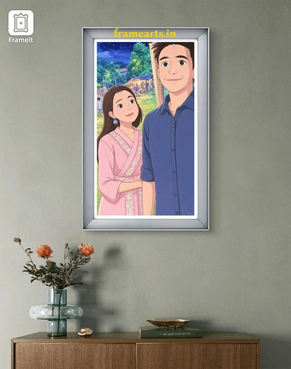 New Ghibli Couple Photo Frame | Love Frame | Birthday Frame | Trending Frame  - Black, 8*12