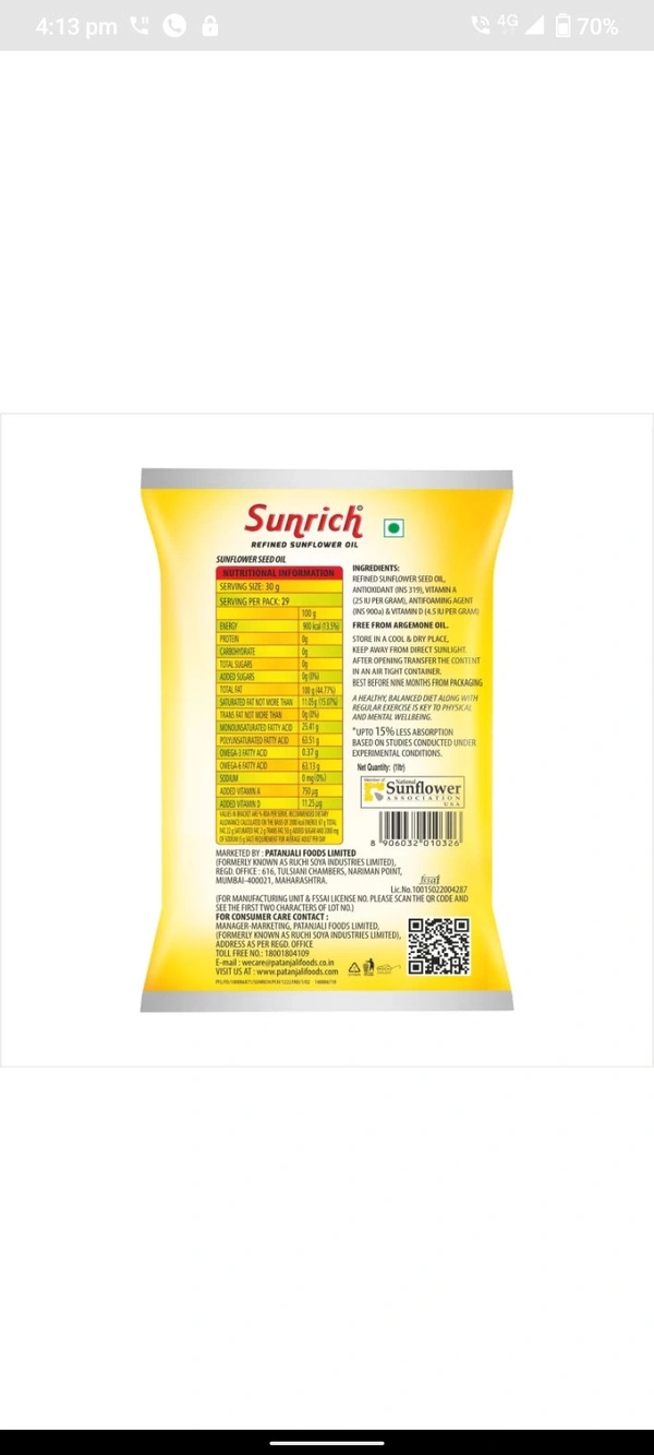 Sunrich Sunflower Oil 