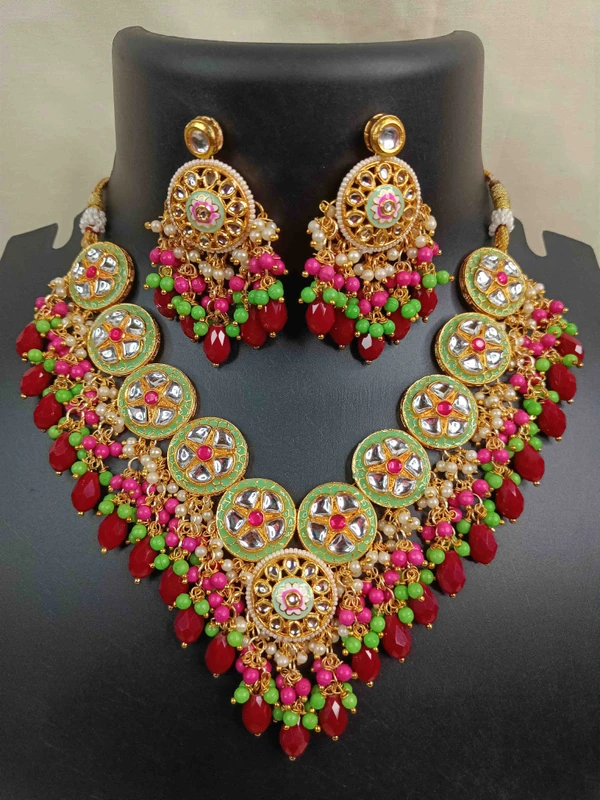 Green Meenakari Necklace Set