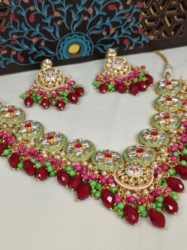 Green Meenakari Necklace Set