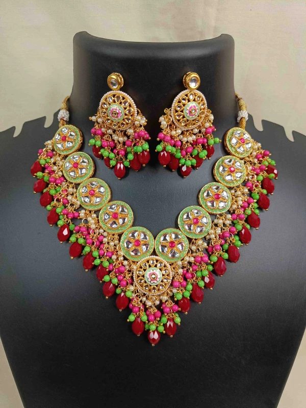 Green Meenakari Necklace Set