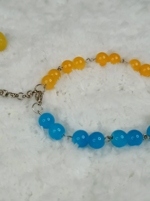 Blue & Yellow Bracelet with Heart Charm