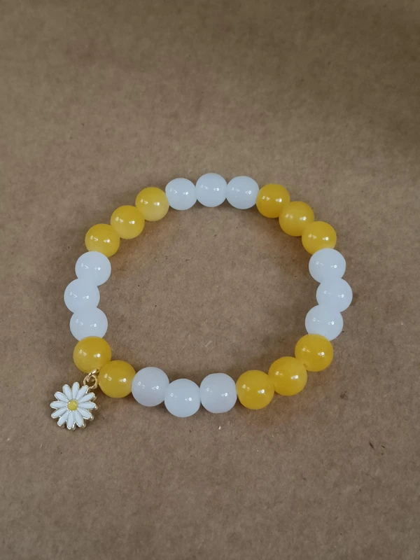 Yellow White Sunflower Bracelet 