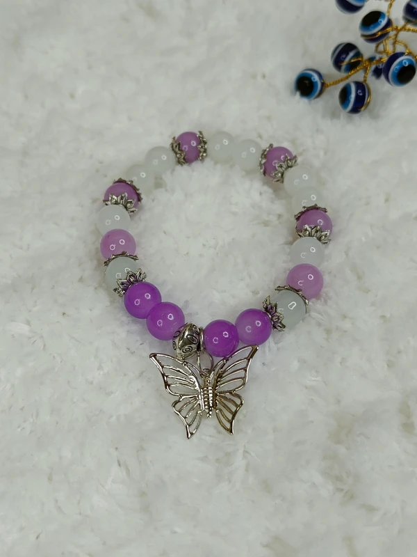 Purple & White Butterfly Bracelet 