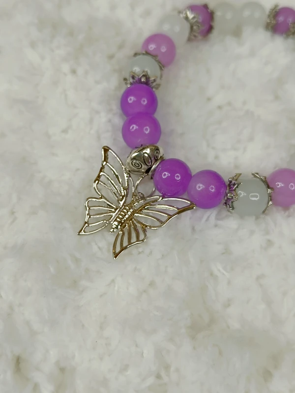 Purple & White Butterfly Bracelet 