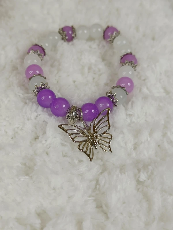 Purple & White Butterfly Bracelet 