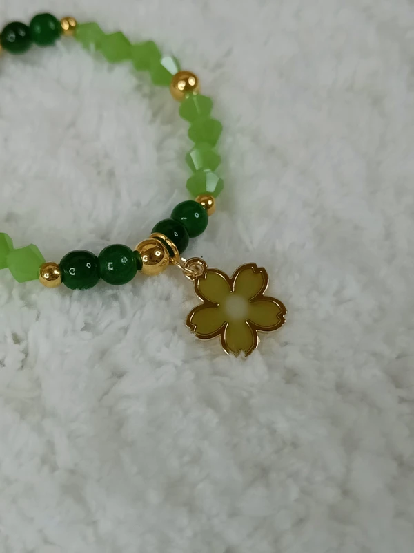 Green Flower Charm Bracelet 