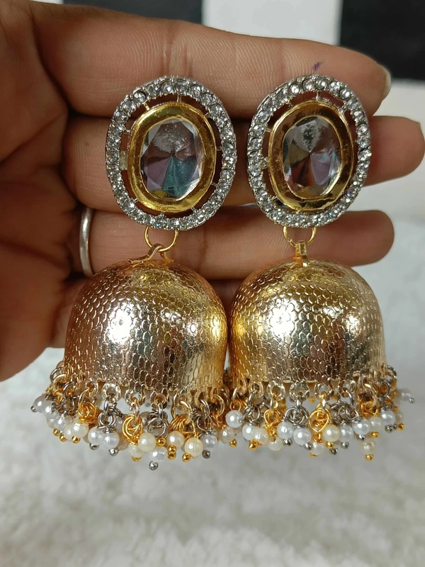 Golden Silver Kundan Jhumkha