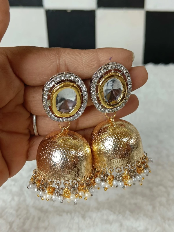 Golden Silver Kundan Jhumkha