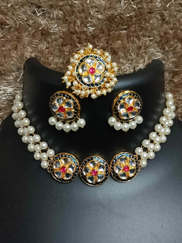 Navy Blue Kundan Choker