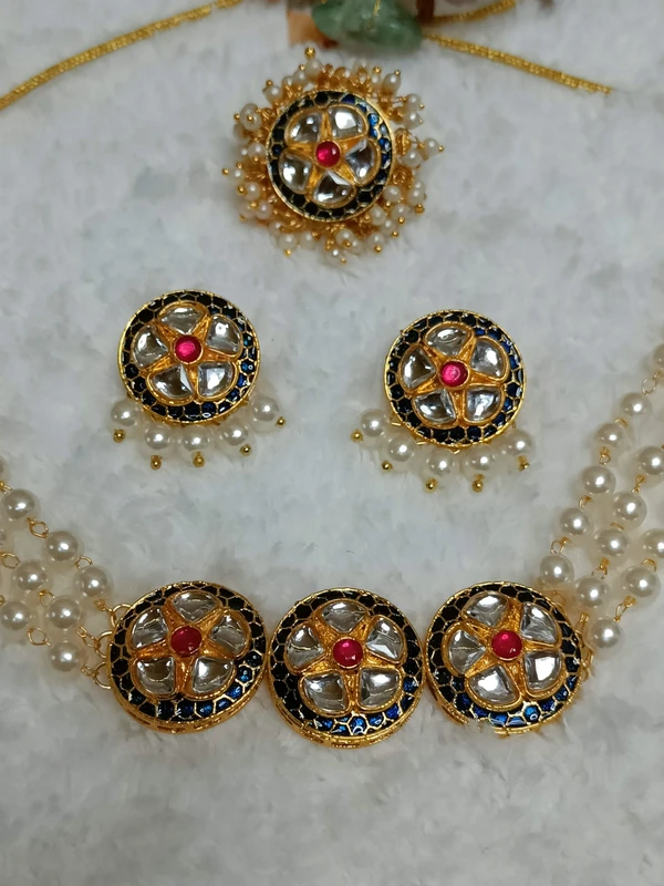 Navy Blue Kundan Choker