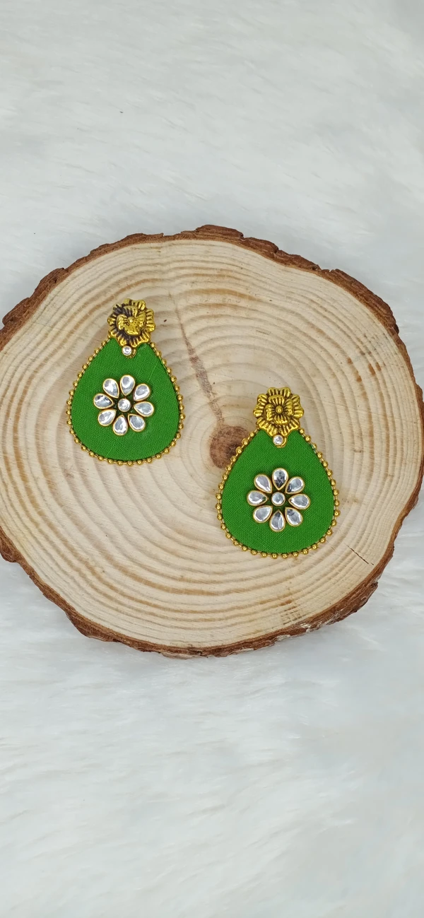 Rose Fabric Studs - Forest Green
