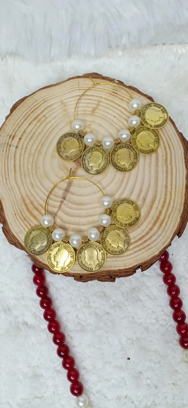 Maroon Coin Necklace