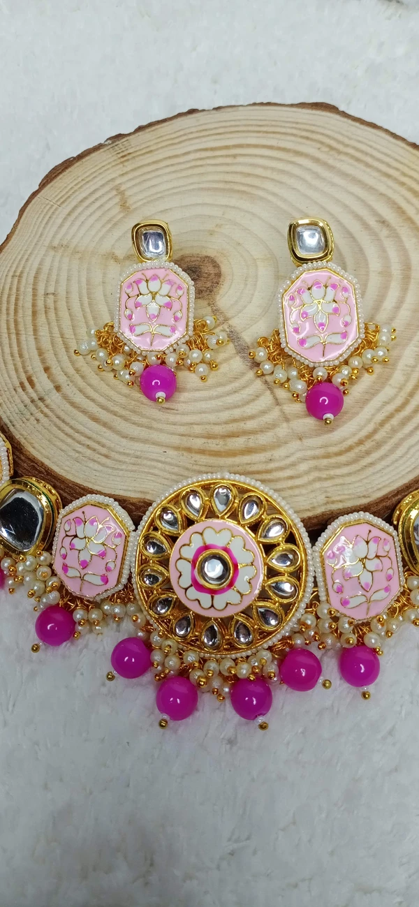 Pink Meenakari Choker