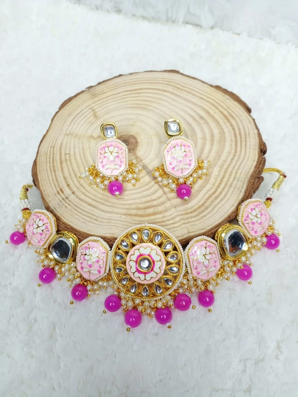 Pink Meenakari Choker