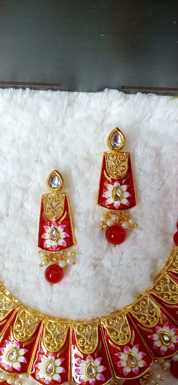 Red Lotus Kundan Necklace 