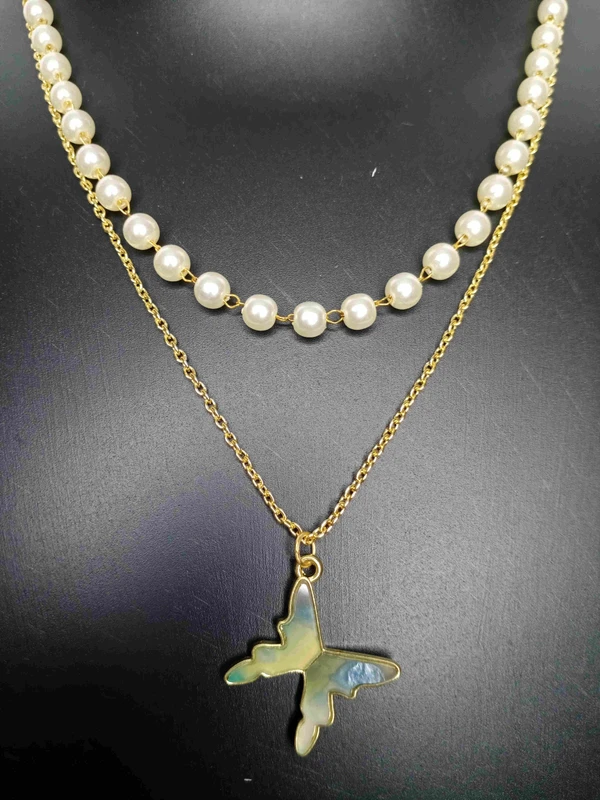 Pearl & Butterfly Two Layered Neckpiece 