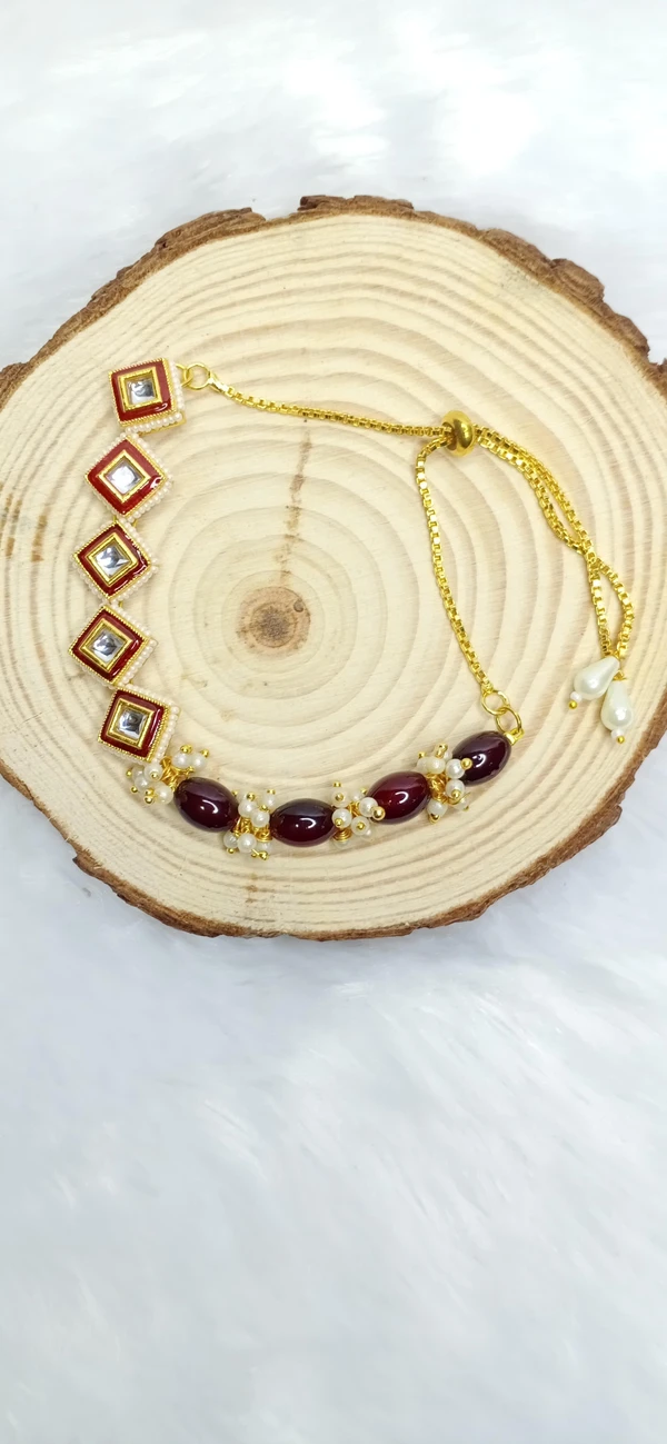 Maroon Kundan Lorial Bracelet 