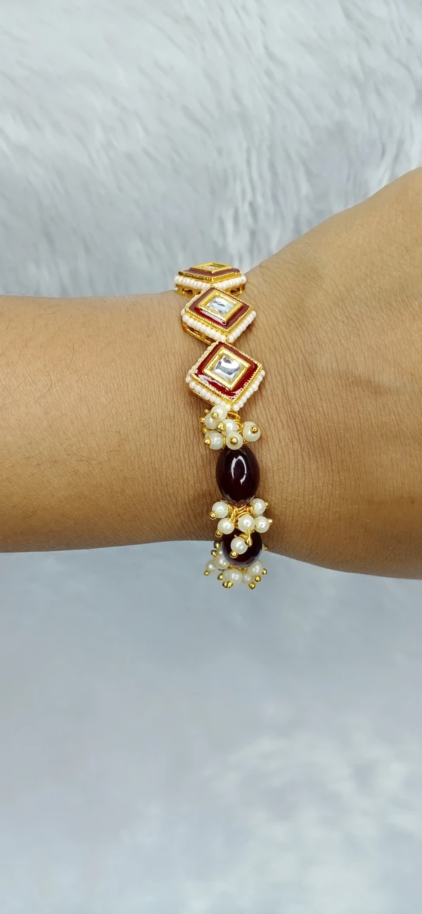 Maroon Kundan Lorial Bracelet 