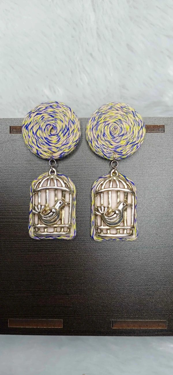 Macrame Bird Charm Earrings 