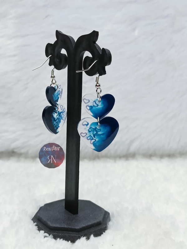 Blue Heart Resin Earring