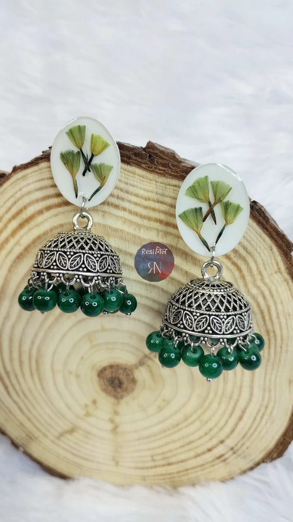 Green resin jhumka