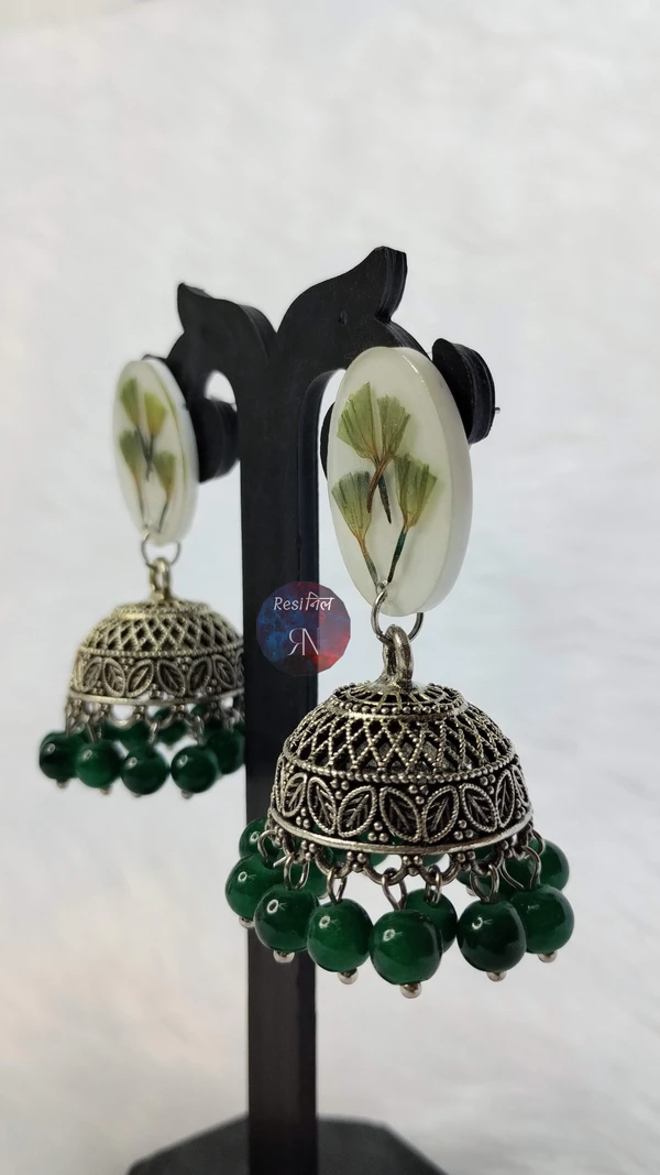 Green resin jhumka