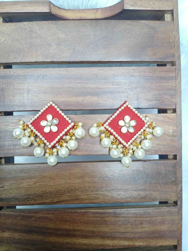 Red Kundan Earrings 