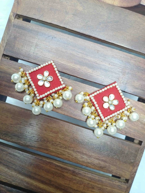 Red Kundan Earrings 
