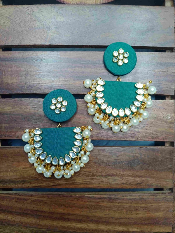 Green Kundan Earrings 