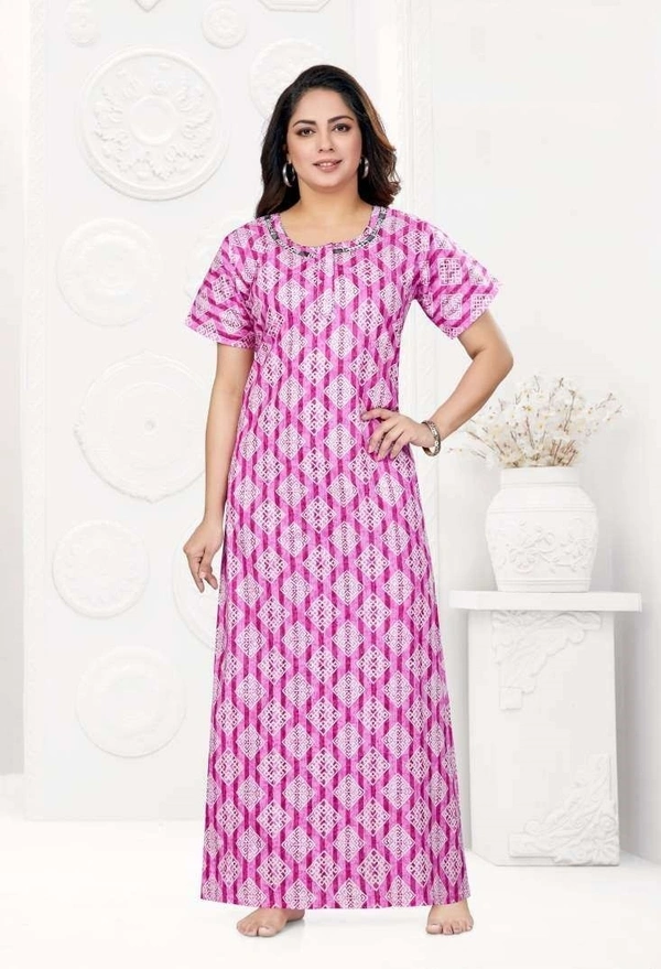 Women's Stitched Ready to Wear Pure Cotton Nighty / Night dress - XXL, Light Orchid