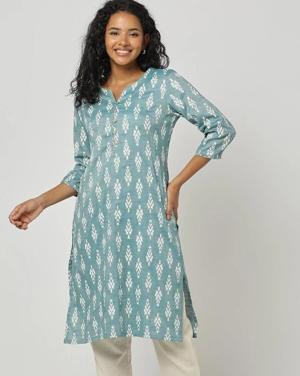 Straight Kurta With Embroidery Designs - M, Gulf Stream