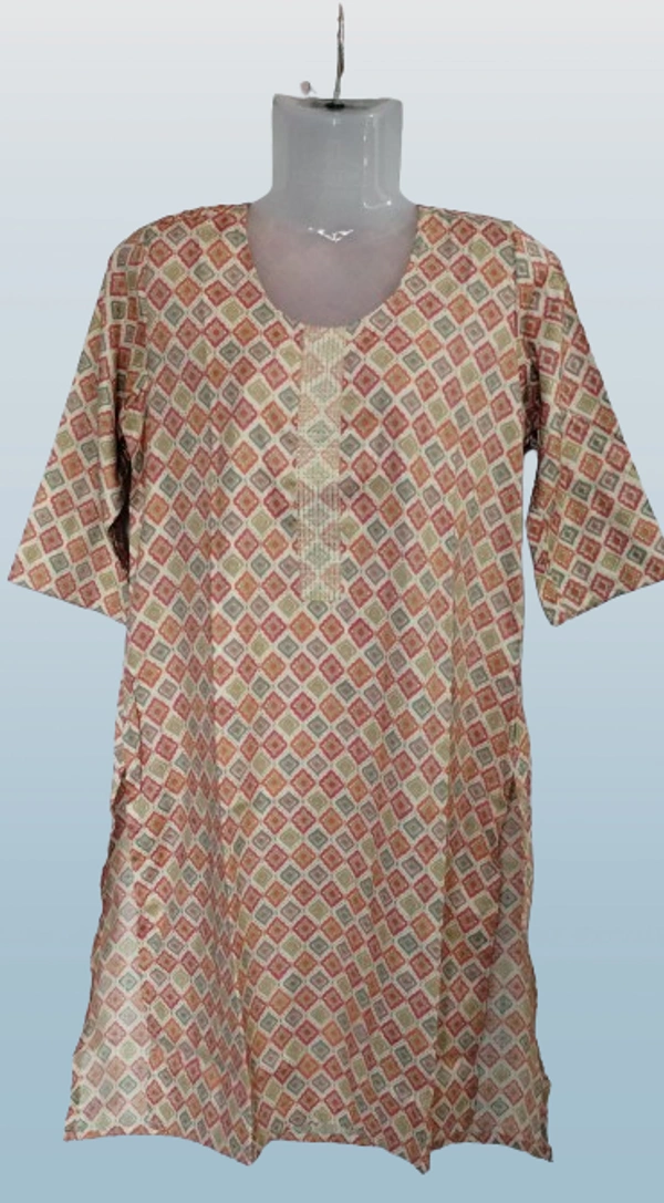 Women's Designer Printed Straight Cut Kurta - L