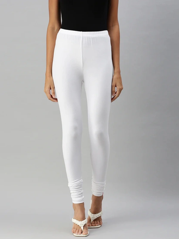 Lupes Stretchable Cotton leggings  - White, XL
