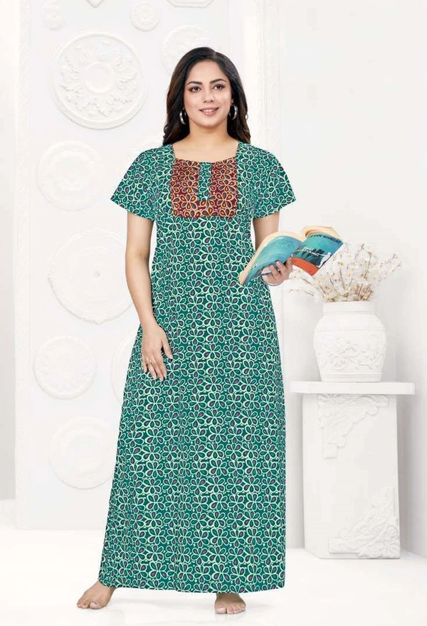 Women's Stitched Ready to Wear Pure Cotton Nighty / Night dress - XL, Tradewind